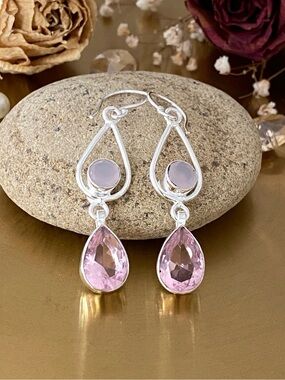 Rose Quartz Hand Crafted Earring